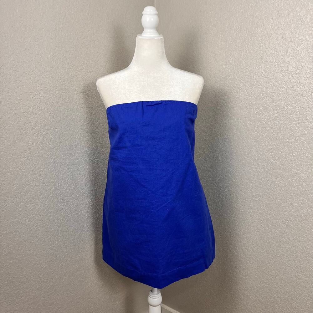 Free People essentially the best cotton Strapless Mini Dress in cobalt Blue